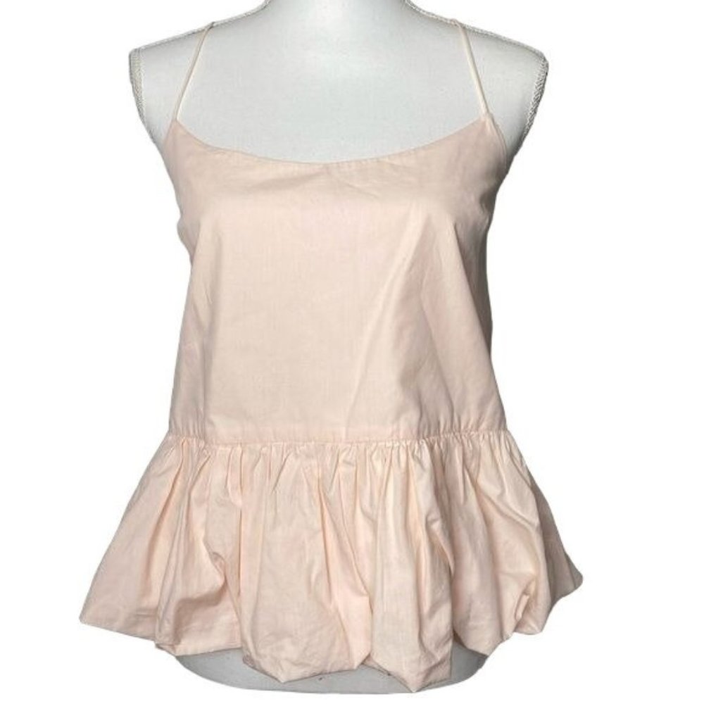 Fade To Blue Womens Size Medium Blouse Bubble Hem Tank Top Blush Pink Racerback